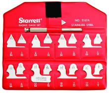 LS Starrett S167AHZ - RADIUS GAGE SET, 1/64"-17/64" WITH HOLDER